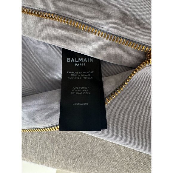Balmain Mini Skirt Wool Lilac Gold Buttons FR34 US2 NWT - Picture 8 of 9